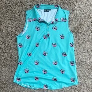 Women’s Sunday Swagger Stylish Turquoise Flamingo Tank Top sz XL